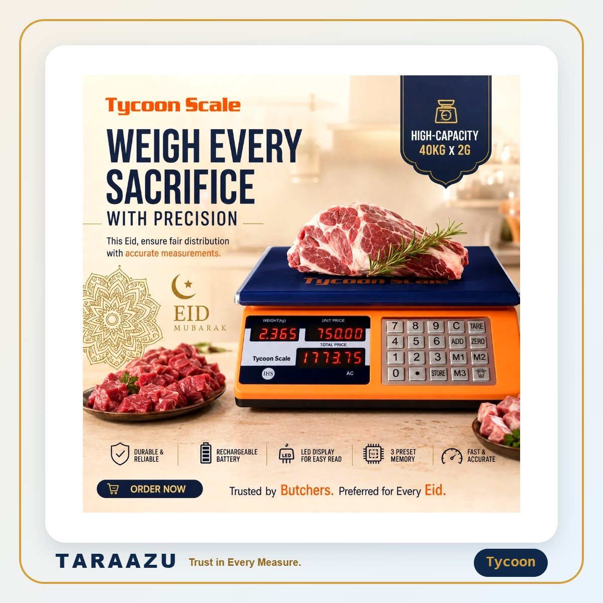 Price Computing Scale 40 kg (3 PLU) Tycoon